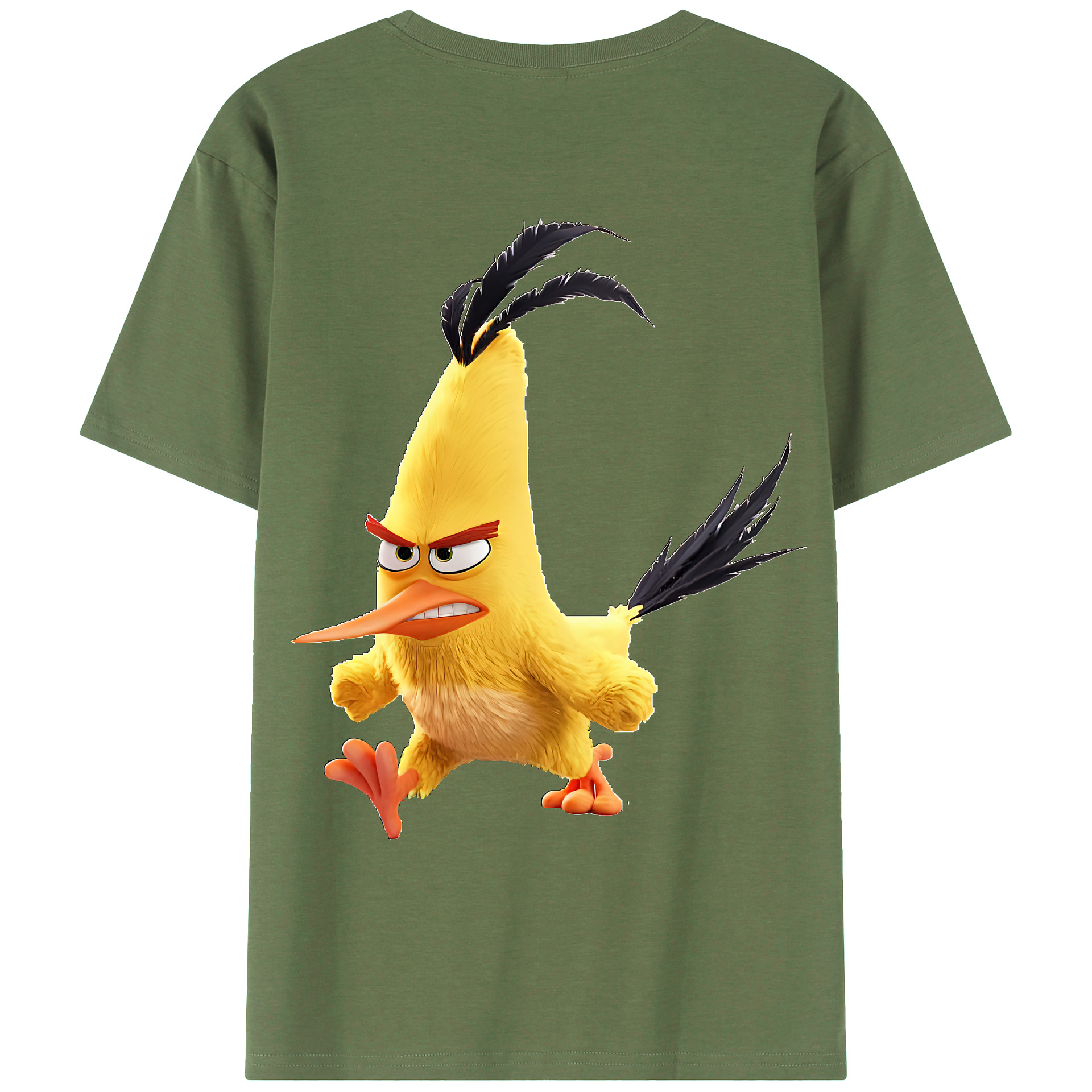 （画像用） Angry Birds アングリーバード 綿100％ メンズ半袖Tシャツ（バックプリント） 通気性